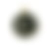 Breloque ronde étoile lune émaille + strass 16 mm noir