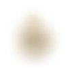 Breloque ronde oeil émaille + strass 15 mm blanc
