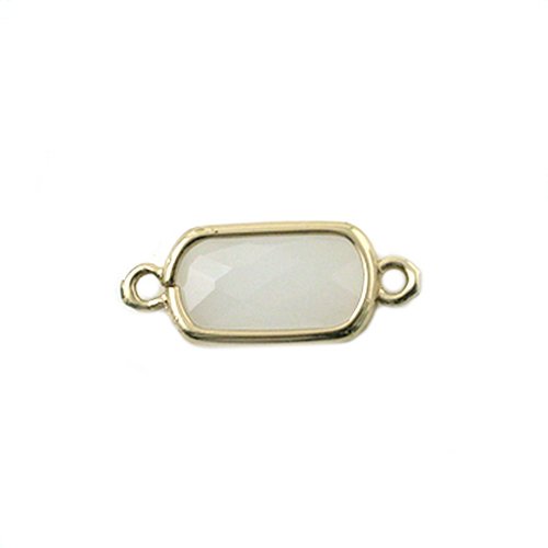 Connecteur rectangle métal doré et verre blanc 8x14 mm