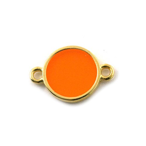 Connecteur rond vitrail orange transparent doré 19 mm