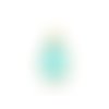 Breloque goutte vitrail turquoise clair transparent doré 12x23 mm