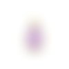 Breloque goutte vitrail violet transparent doré 12x23 mm