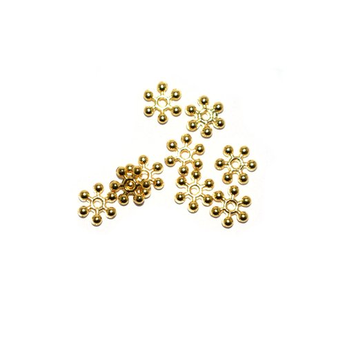 Perle intercalaire fleur 8 mm doré x10