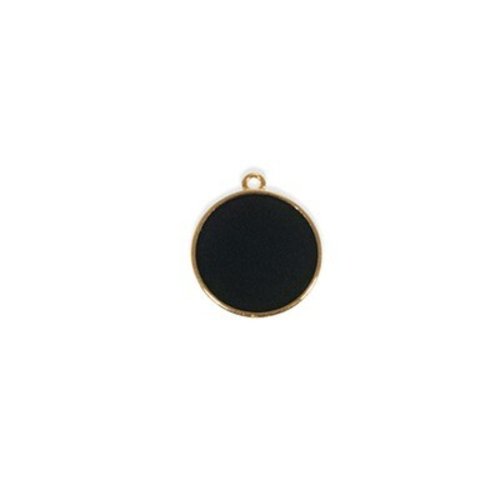Pendentif rond vitrail noir doré 8 mm