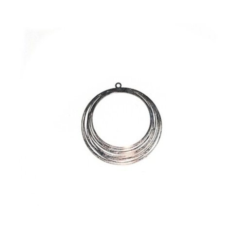 Pendentif cercle filigré 30 mm argenté