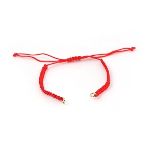Bracelet macramé avec 2 anneaux rouge doré