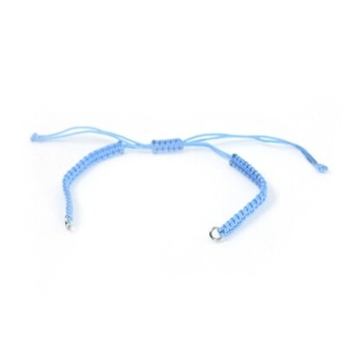 Bracelet macramé avec 2 anneaux bleu clair argenté