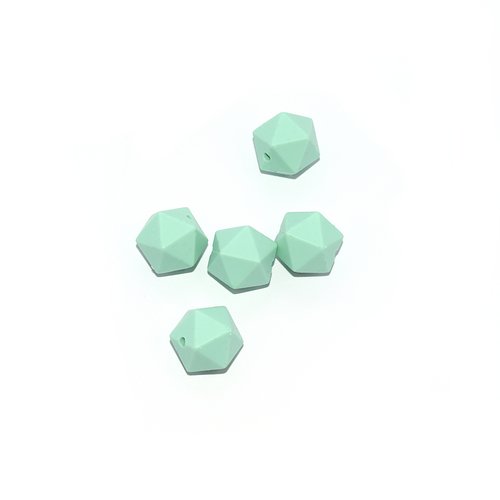 Perle hexagonale 14 mm en silicone vert