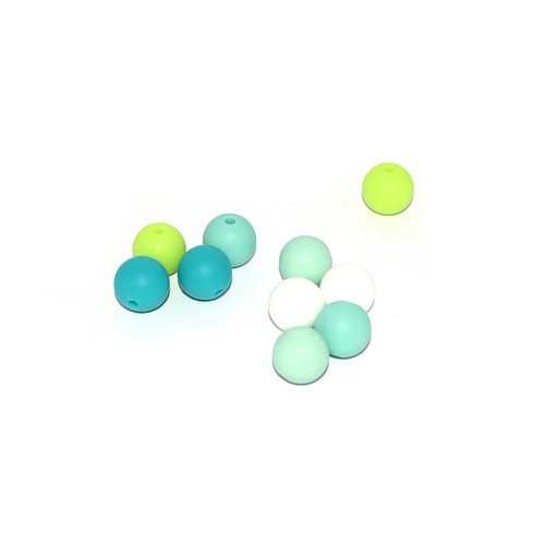 Perle silicone camaïeu vert 12 mm x10