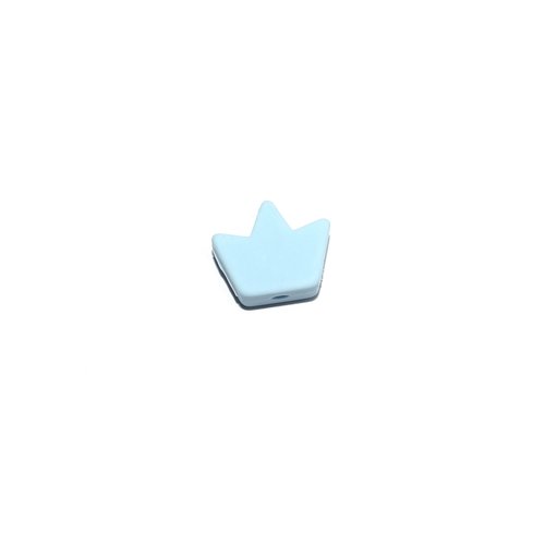 Perle couronne 14x17 mm en silicone bleu clair