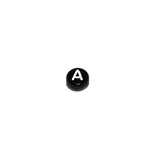 Perle ronde alphabet lettre a acrylique noir 7 mm