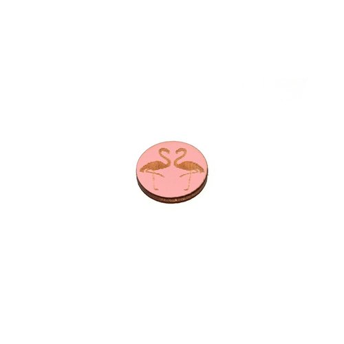 Cabochon flamant rose en bois rose 15 mm