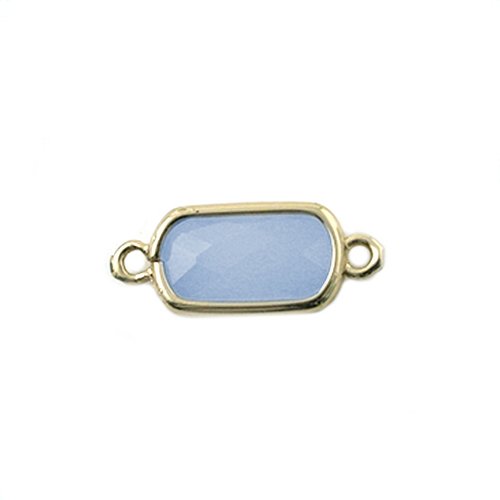 Connecteur rectangle métal doré et verre bleu 8x14 mm