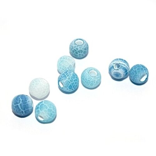 Perle agate 6 mm patinée bleu mat x10