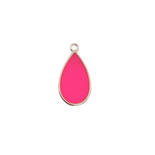 Pendentif goutte vitrail 12x23 mm fuchsia foncé