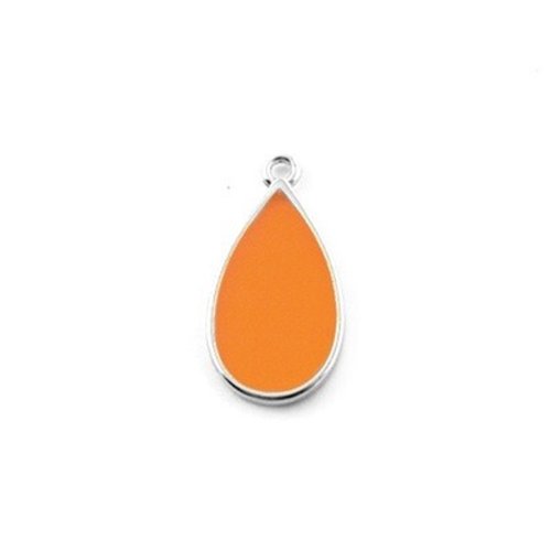 Pendentif goutte vitrail 12x23 mm orange foncé