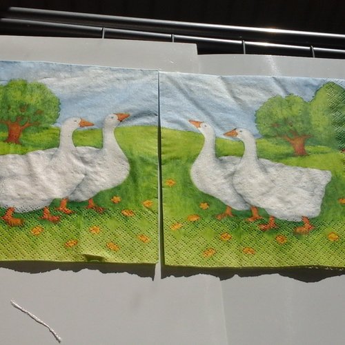 Lot de 2 serviettes de table en papier oie