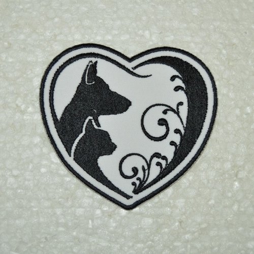 Patch chien et chat , broder thermocollant 9/10 cm