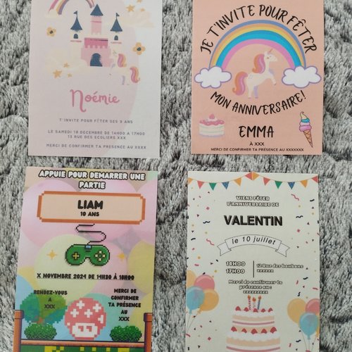 Carte invitation pour anniversaire