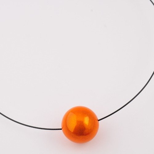 Ras de cou câble noir et perle magique orange