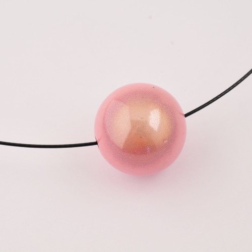 Ras de cou câble noir et perle magique rose pâle