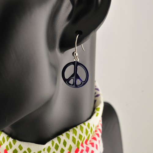 7 couleurs boucles d'oreilles "peace and love" émaillé