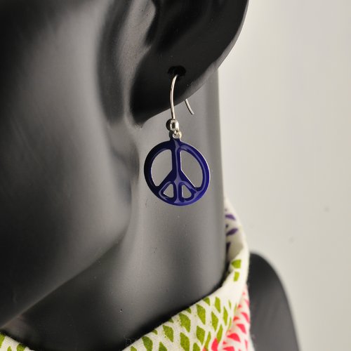 3 couleurs boucles d'oreilles "peace and love" émaillé