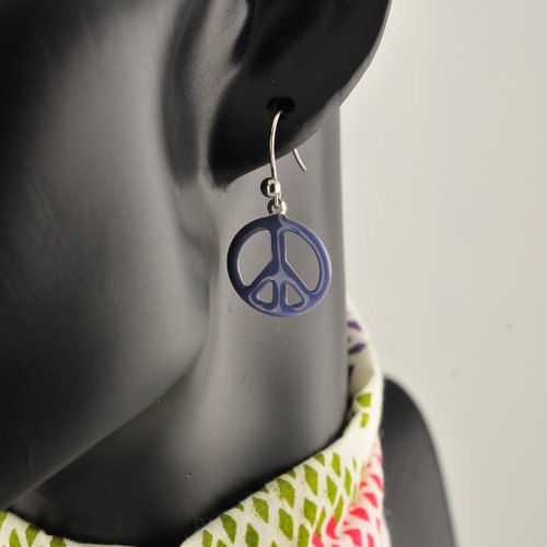 6 couleurs boucles d'oreilles "peace and love" émaillé