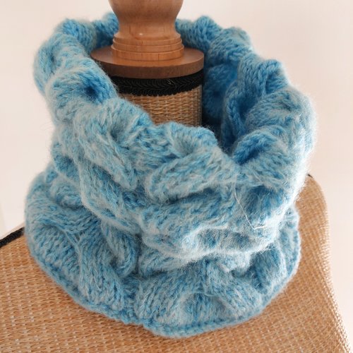 Tour de cou snood en tricot relief alpaga, soie et acrylique