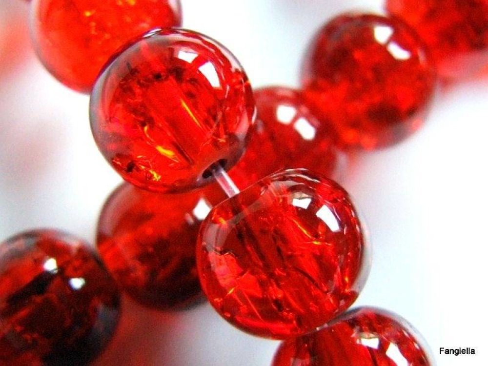 Lot de 30 perles Craquelées en Verre 8mm Orange 