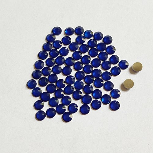 Cabochons strass plats à coller 4mm bleu marine