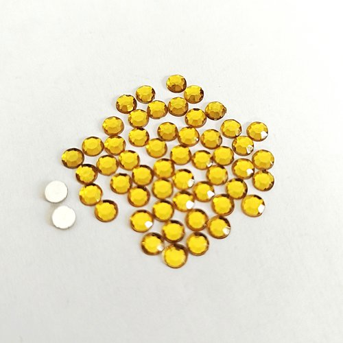 Cabochons strass plats à coller 4mm jaune d'or