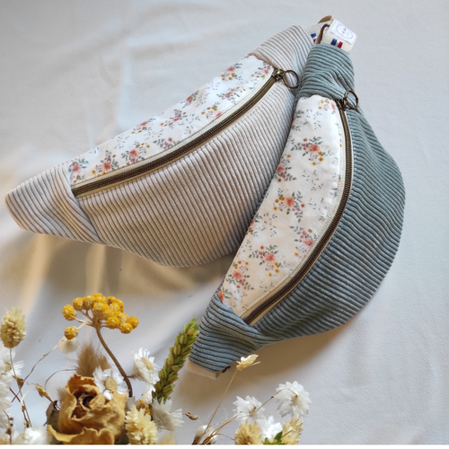 Sac banane velours côtelé motif fleur aquarelle – fanny agustin