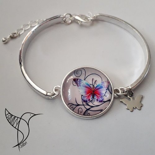 Bracelet réglable pink butterfly