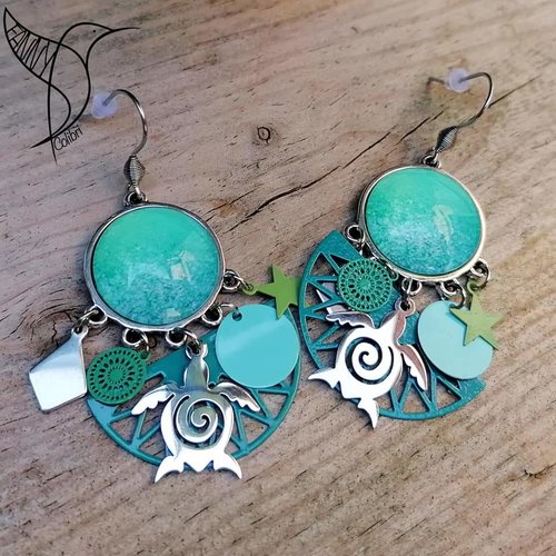 Boucles d'oreilles tortue maori