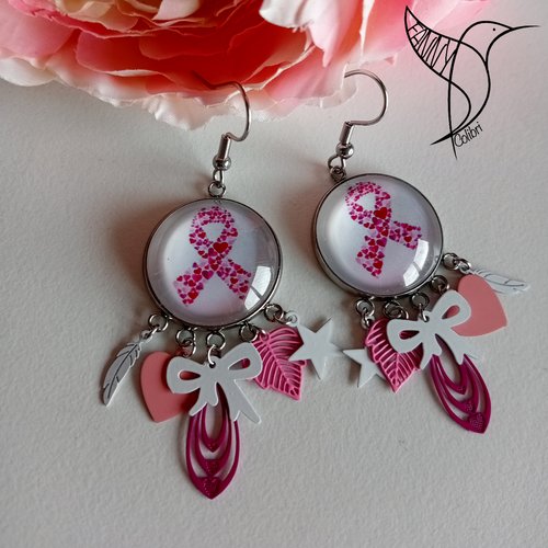 Boucles d'oreilles octobre rose