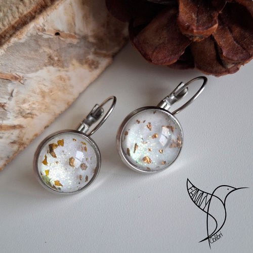 Boucles d'oreilles festives paillettes dorées