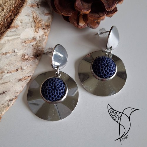 Boucles d'oreilles fleurs de nuit bleu