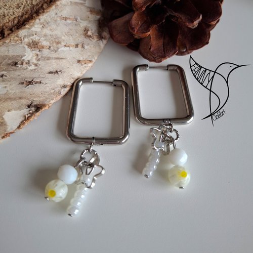 Boucles d'oreilles douce harmonie blanche
