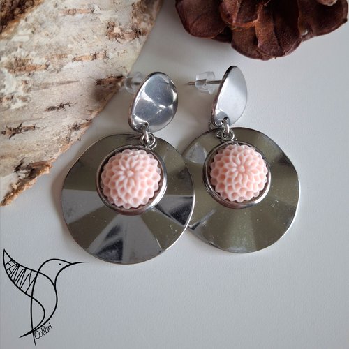 Boucles d'oreilles fleurs de nuit rose