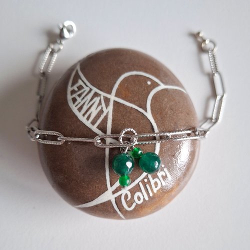 Bracelet réglable acier inoxydable jade