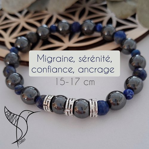 Bracelet pierres naturelles 15-17 cm sérénité, migraine