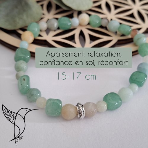 Bracelet lithothérapie 15-17 cm relaxation, confiance en soi