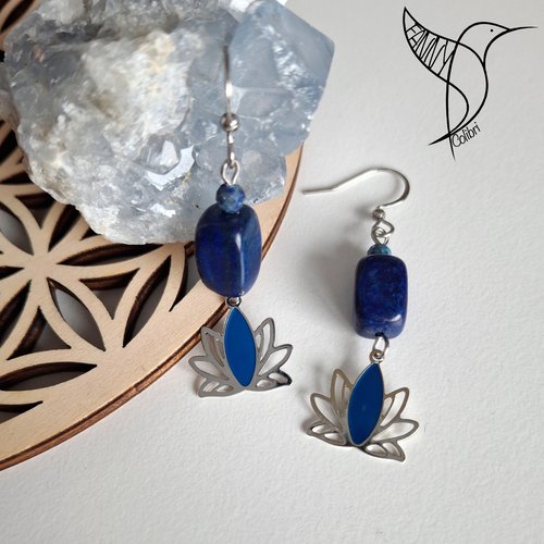 Boucles d'oreilles blue moon lotus