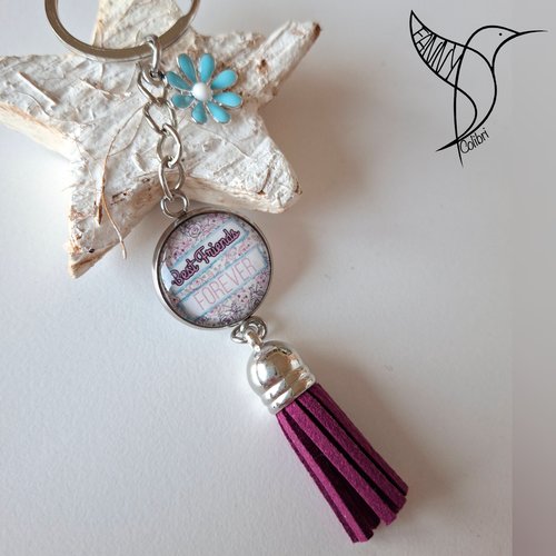 Porte-clés onde céleste "best friends forever"