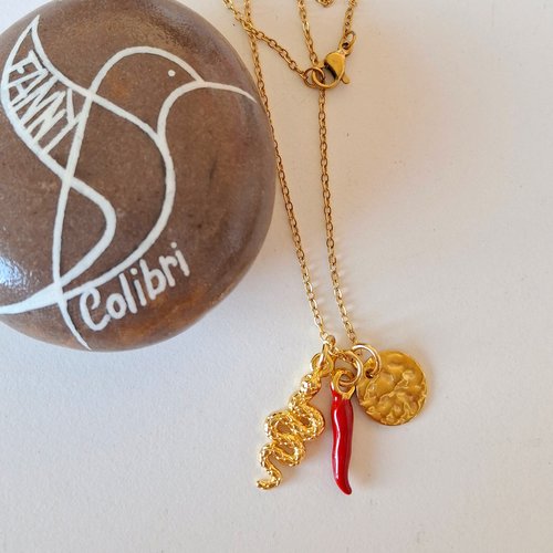 Collier acier inox doré spicy serpent