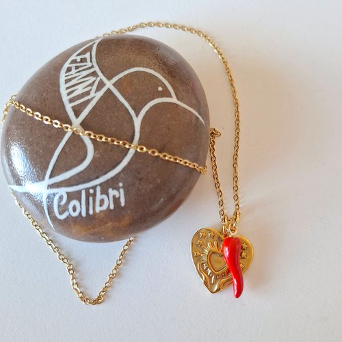 Collier acier inox doré spicy coeur
