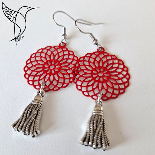 Boucles d'oreilles marrakech spirit rosace rouge