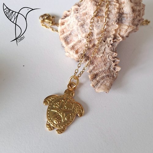 Collier acier inox doré secrets de l'océan 3