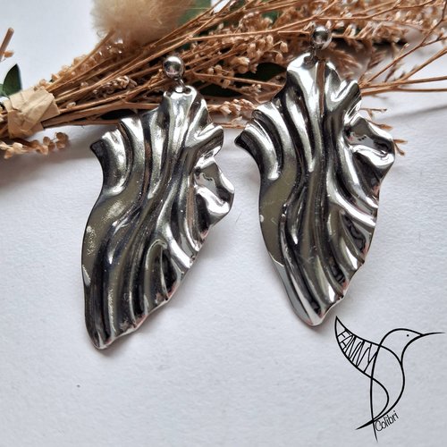 Boucles d'oreilles inox effet drapé